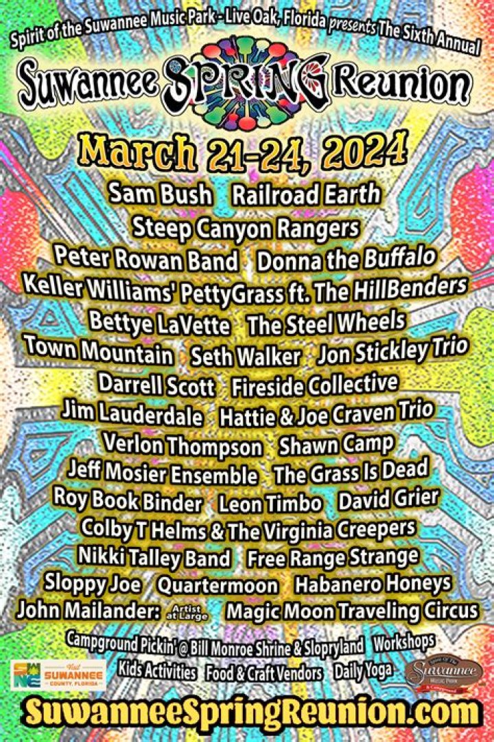 The Lineup Announced For Suwannee Spring Reunion 2024